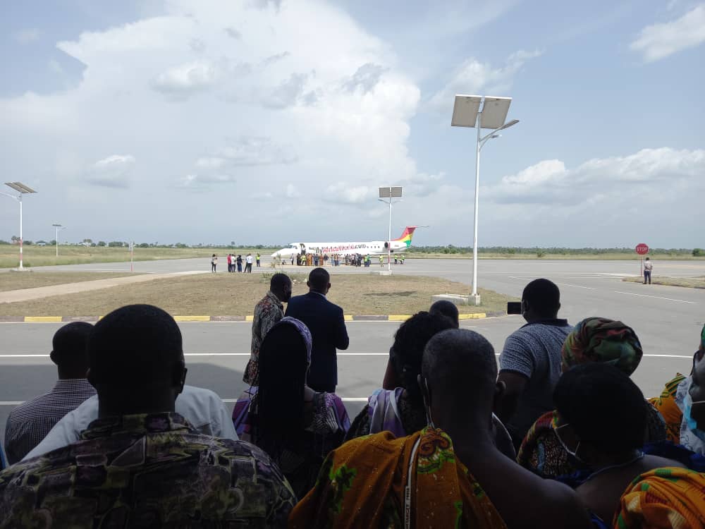 The first test flight of African World Airlines (AWA) has arrived at Ho Airport on Thursday 15th April at 2:10 pm